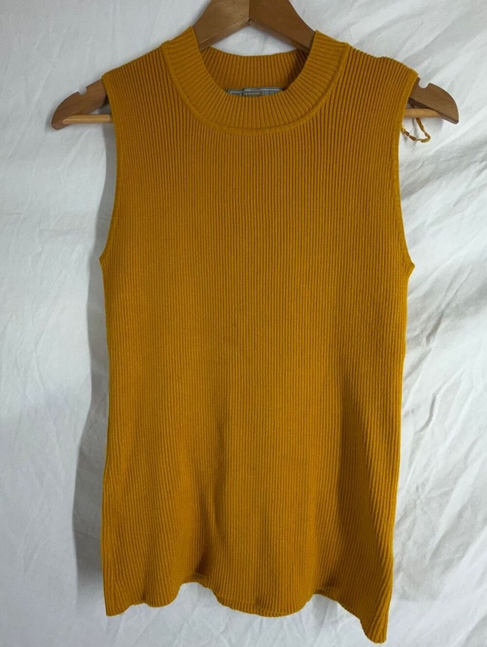 By Design XL Mustard Yellow Turtleneck Sleeveless Ribbed Knit Top